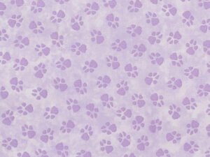 Paw print fabric in lavender from the "Dog On It" collection by Benartex