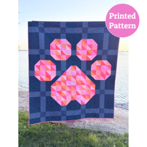 Pawfect Plaid Printed Paw Print Quilt Pattern – Modern Dog Lover Quilt and Wall Hanging